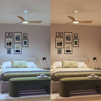 Philips LED ventilátor Olas, Ø 106 cm, hnedá/biela, tichý