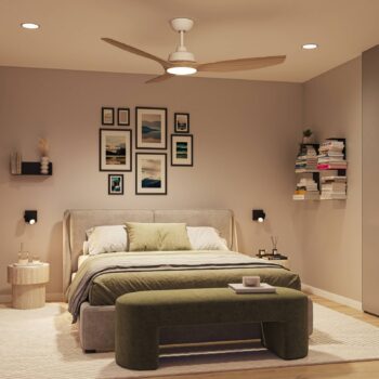 Philips LED ventilátor Olas, Ø 132 cm, hnedá/biela, tichý