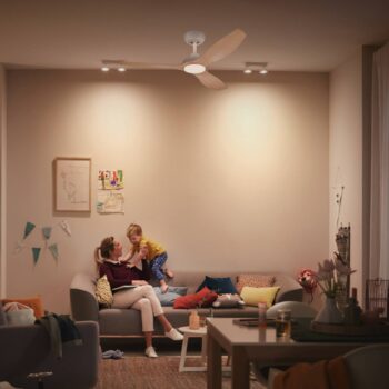 Philips LED ventilátor Olas, Ø 132 cm, hnedá/biela, tichý