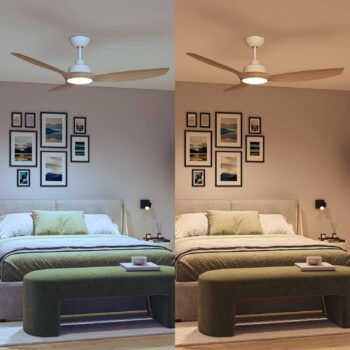 Philips LED ventilátor Olas, Ø 132 cm, hnedá/biela, tichý