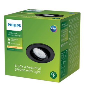 Philips zapustené svietidlo Fresco, čierne, nerezová oceľ IP23 GU10-LED