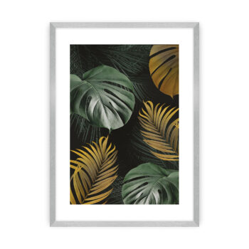Plakat Golden Leaves I, 30 x 40 cm , Ramka: Srebrna