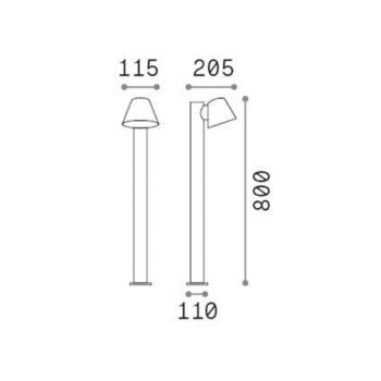 Plynové svetlo na cestu Ideal Lux, čierne, hliník, výška 80 cm