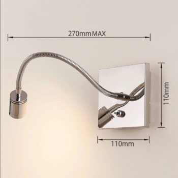 Pochrómovaná nástenná lampa na čítanie Berfin LED