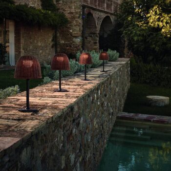 Podstavná lampa Bover LED Atticus, výška 50 cm, grafitovo hnedá/hnedá