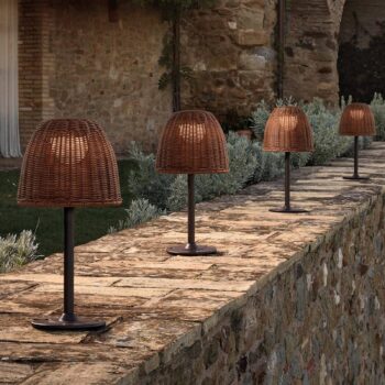 Podstavná lampa Bover LED Atticus, výška 50 cm, grafitovo hnedá/hnedá