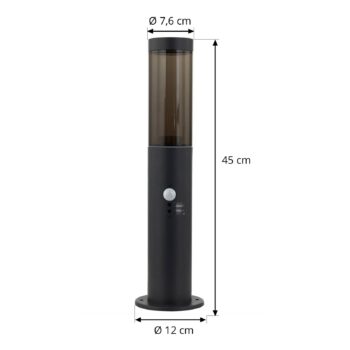 Podstavná lampa Lindby Statius, antracit, železo, senzor, 45 cm