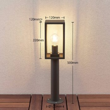 Podstavné svietidlo Lindby Filimon, 50 cm, antracit, IP44, E27