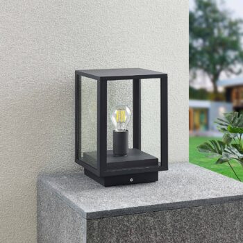 Podstavné svietidlo Lindby Giavanna, 29 cm, antracit, IP44, E27