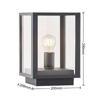 Podstavné svietidlo Lindby Giavanna, 29 cm, antracit, IP44, E27