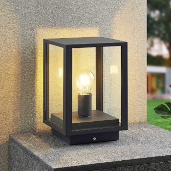Podstavné svietidlo Lindby Giavanna, 29 cm, antracit, IP44, E27