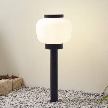 Podstavné svietidlo Lindby Orfeas, čierna/biela, hliník, Ø 24 cm