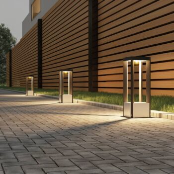 Podstavné svietidlo Lucande LED Kalisa, IP65, 42 cm, sivá, kov