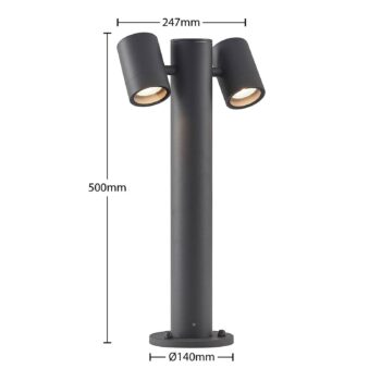 Podstavné svietidlo Lucande Maloney, 50 cm, antracit, IP54