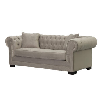Pohovka Chesterfield Classic Velvet Light Grey pre 3 osoby, 218 x 96 x 78 cm