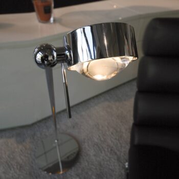 Pohyblivá stojacia lampa PUK FLOOR, chróm