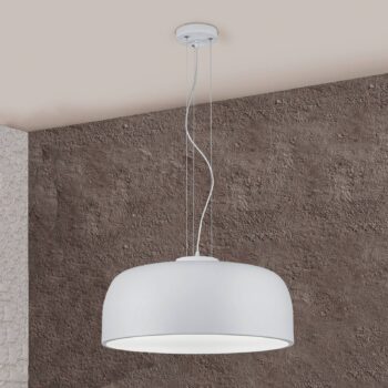 Pološkrupinová závesná lampa Baon biela matná