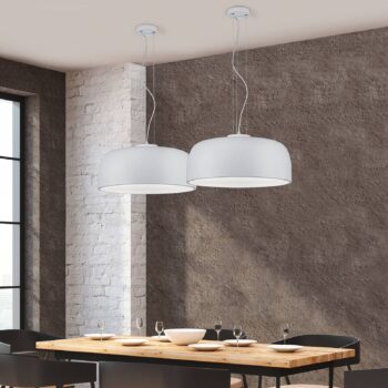 Pološkrupinová závesná lampa Baon biela matná