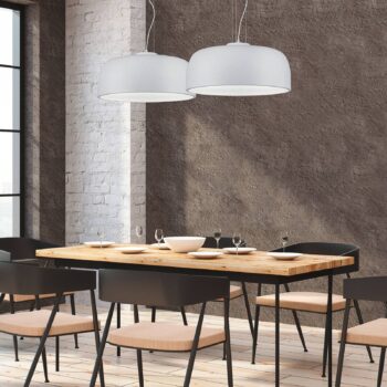 Pološkrupinová závesná lampa Baon biela matná