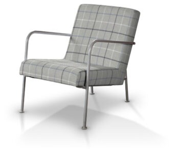 Poťah na kreslo Ikea PS, šedo - modré káro, Poťah na kreslo Ikea PS, Edinburg, 703-18