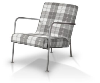 Poťah na kreslo Ikea PS, sivo - biele káro, Poťah na kreslo Ikea PS, Edinburg, 115-79