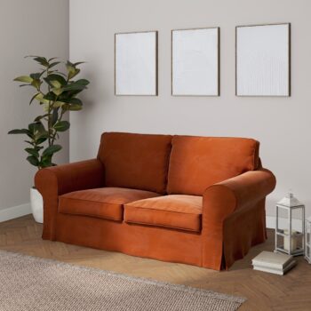 Poťah na sedačku Ektorp (nerozkladá sa, pre 2 osoby), Terracotta, Poťah na sedačku Ektorp pre 2 osoby - nerozkladá sa, Velvet, 704-33