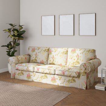 Poťah na sedačku Ektorp (nerozkladá sa, pre 3 osoby), duże kwiaty na niebieskim tle, Poťah na sedačku Ektorp pre 3 osoby - nerozkladá sa, Londres, 143-86