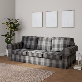 Poťah na sedačku Ektorp (nerozkladá sa, pre 3 osoby), sivo - grafitové káro, Poťah na sedačku Ektorp pre 3 osoby - nerozkladá sa, Edinburg, 115-75