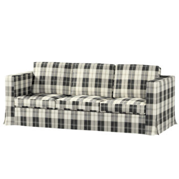 Poťah na sedačku Karlanda  (pre 3 osoby,nerozkladacia,dlhý), čierno - biele káro, Poťah na sedačku Karlanda pre 3-os., dlhý, Edinburg, 115-74
