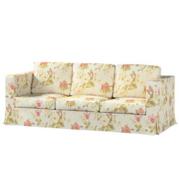 Poťah na sedačku Karlanda  (pre 3 osoby,nerozkladacia,dlhý), duże kwiaty na niebieskim tle, Poťah na sedačku Karlanda pre 3-os., dlhý, Londres, 143-86
