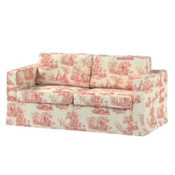 Poťah na sedačku Karlstad (nerozkladací, 2-miestny, dlhý), bordový vzor na svetlobéžovom podklade, 165 x 89 x 64 cm, Avinon, 132-15