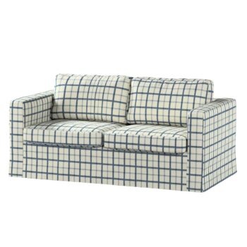 Poťah na sedačku Karlstad (nerozkladací, 2-miestny, dlhý), modré káro na svetlobéžoom podklade, 165 x 89 x 64 cm, Avinon, 131-66