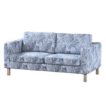 Poťah na sedačku Karlstad (nerozkladací, 2-miestny, krátky), Hvid med mørkeblå, 165 x 89 x 64 cm, Velvet, 704-34