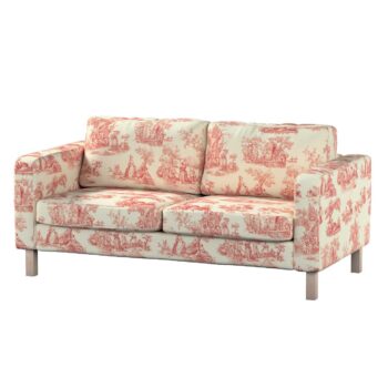 Poťah na sedačku Karlstad (nerozkladací, 2-miestny, krátky), bordový vzor na svetlobéžovom podklade, 165 x 89 x 64 cm, Avinon, 132-15