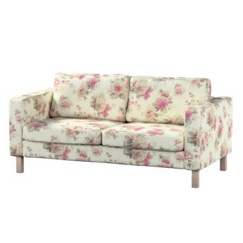 Poťah na sedačku Karlstad (nerozkladací, 2-miestny, krátky), ružovo-béžové ruže na krémovom podklade, 165 x 89 x 64 cm, Londres, 141-07