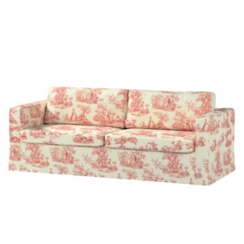 Poťah na sedačku Karlstad (nerozkladáci, 3-miestný, dlhý), bordový vzor na svetlobéžovom podklade, 224 x 89 x 64 cm, Avinon, 132-15