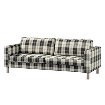 Poťah na sedačku Karlstad (nerozkladací, 3-miestny, krátky), čierno - biele káro, 204 x 89 x 64 cm, Edinburg, 115-74