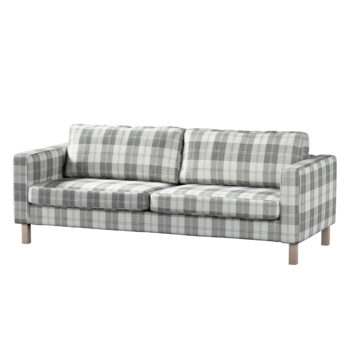 Poťah na sedačku Karlstad (nerozkladací, 3-miestny, krátky), sivo - biele káro, 204 x 89 x 64 cm, Edinburg, 115-79