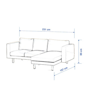 Poťah na sedačku Norsborg s ležadlom - 3 os., tmavosivá melanž, 231 x 88/157 x 85 cm, Amsterdam, 704-47