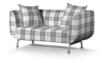 Poťah na sedačku Stromstad (pre 2 osoby), sivo - biele káro, Poťah na sedačku Stromstad pre 2-os., Edinburg, 115-79