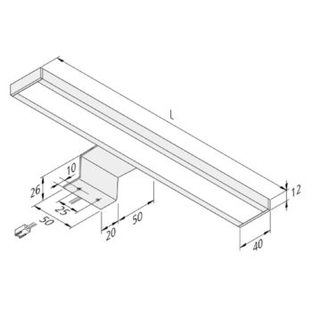 Povrchové svetlo LED do skrinky Lugano 4 000K, 60 cm