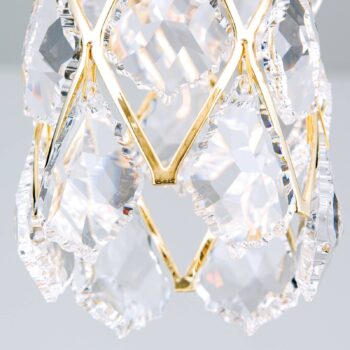 Pozlátená závesná lampa CHARLENE s krištáľmi