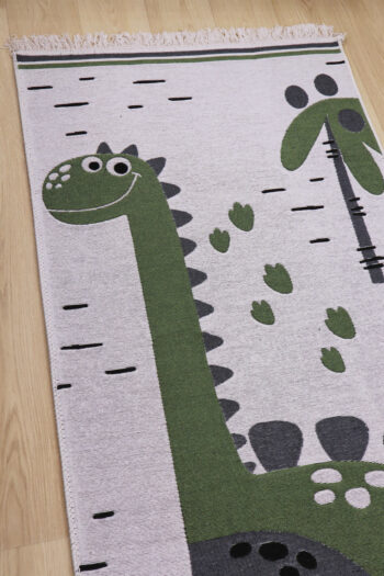 Praktik home, TRHÁK: Detský kusový koberec Natur Dinosaurus, 80x150, zelená, chodba / predsieň
