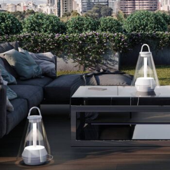 Prandina Shuttle stolová LED lampa IP44 biela