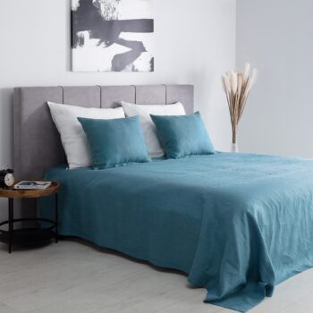 Prehoz Linen 260x260cm šedý a modrý, 260 x 260 cm