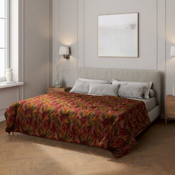 Prehoz  s pozdĺžným prešívaním, bordová a zlatý list, Intenso Premium, 144-19