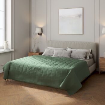 Prehoz  s pozdĺžným prešívaním, matná zelená, Linen, 159-08