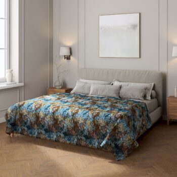 Prehoz  s pozdĺžným prešívaním, modro-oranžová, Intenso Premium, 144-37