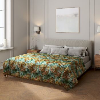 Prehoz  s pozdĺžným prešívaním, zelená/oranžová, Intenso Premium, 144-31