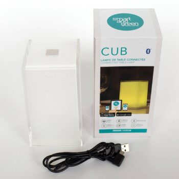 Prenosná stolová lampa Cub, ovládaná aplikáciou, RGBW